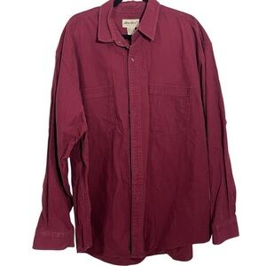 Eddie Bauer Men's Deep Red Shacket Size XXL Work Wear Over Shirt Durable Maroon
